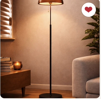 Retro Floor Lamp with Yellow Shade